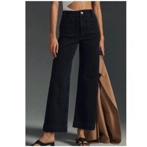 NWT Anthropologie Pilcro The Day Tripper Wide‎ Leg High Waist Jeans, Black | 28